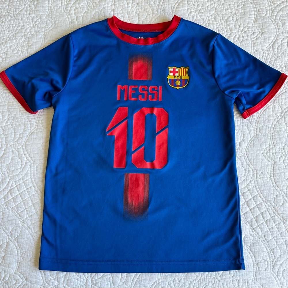 FC Barcelona Lionel Messi #10 Soccer Futbol Blue Red Jersey Kid’s Child’s Large